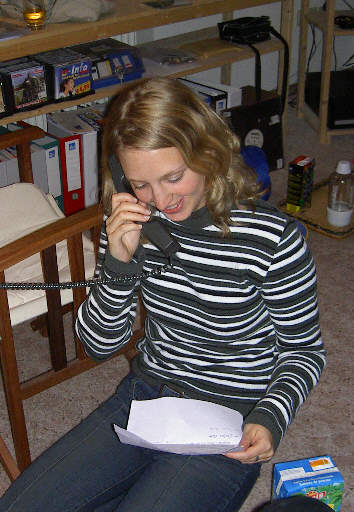 Nadine on the phone with Hannah K